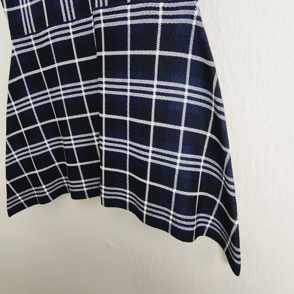 Theory Kalora Peplum Top Knit Plaid Sleeveless Blue Black P/00 Office Wear - Picture 5 of 10